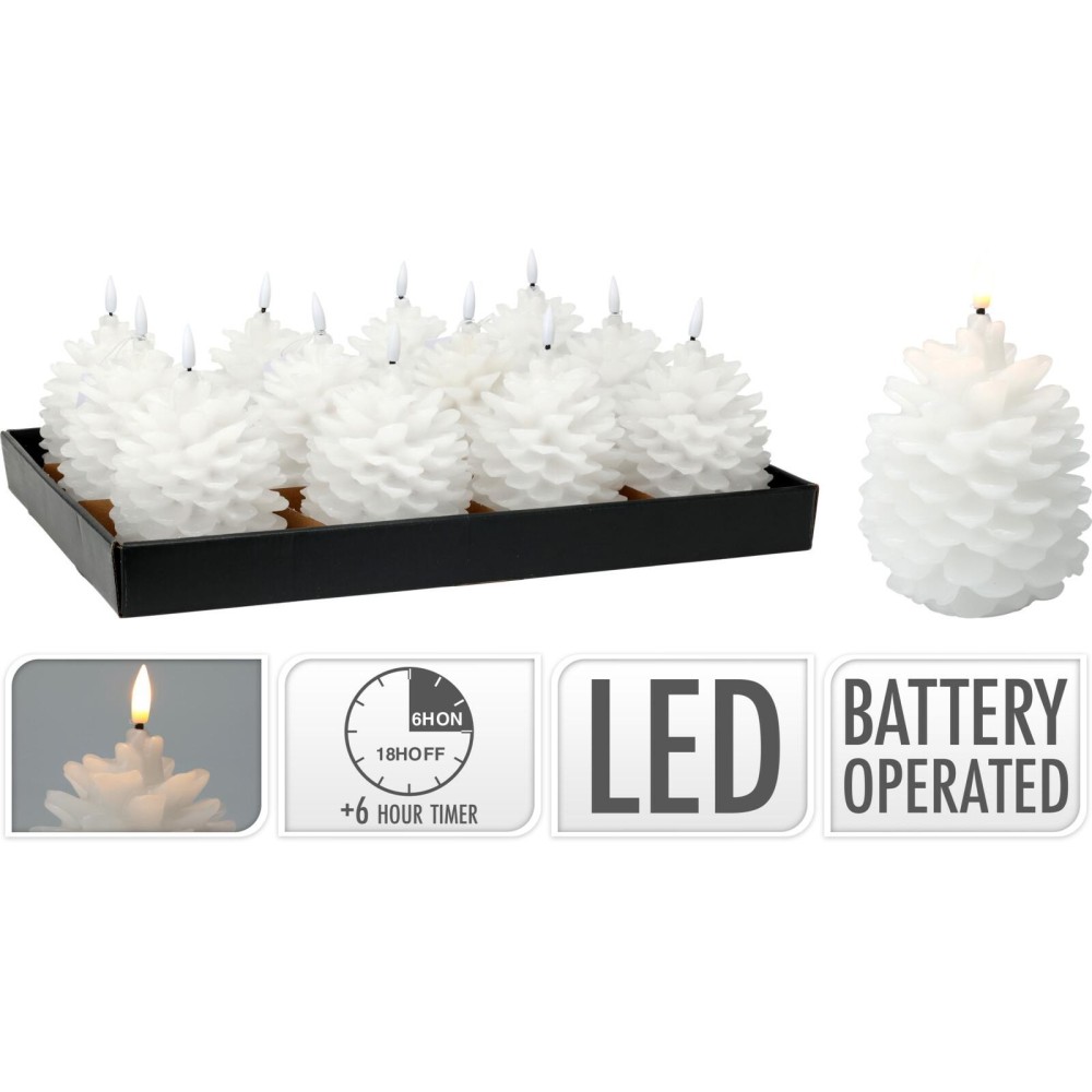 CANDELA PIGNA A LED 13CM BIANC